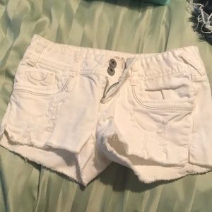 White denim shorts.